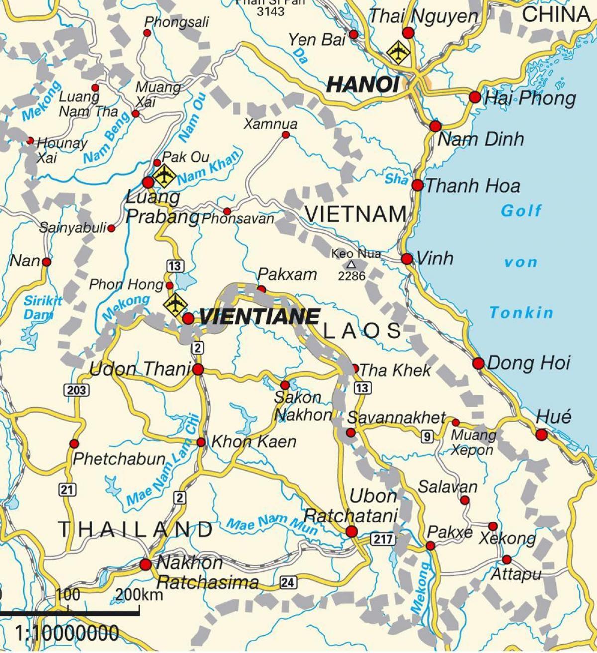 lufthavne i laos kort