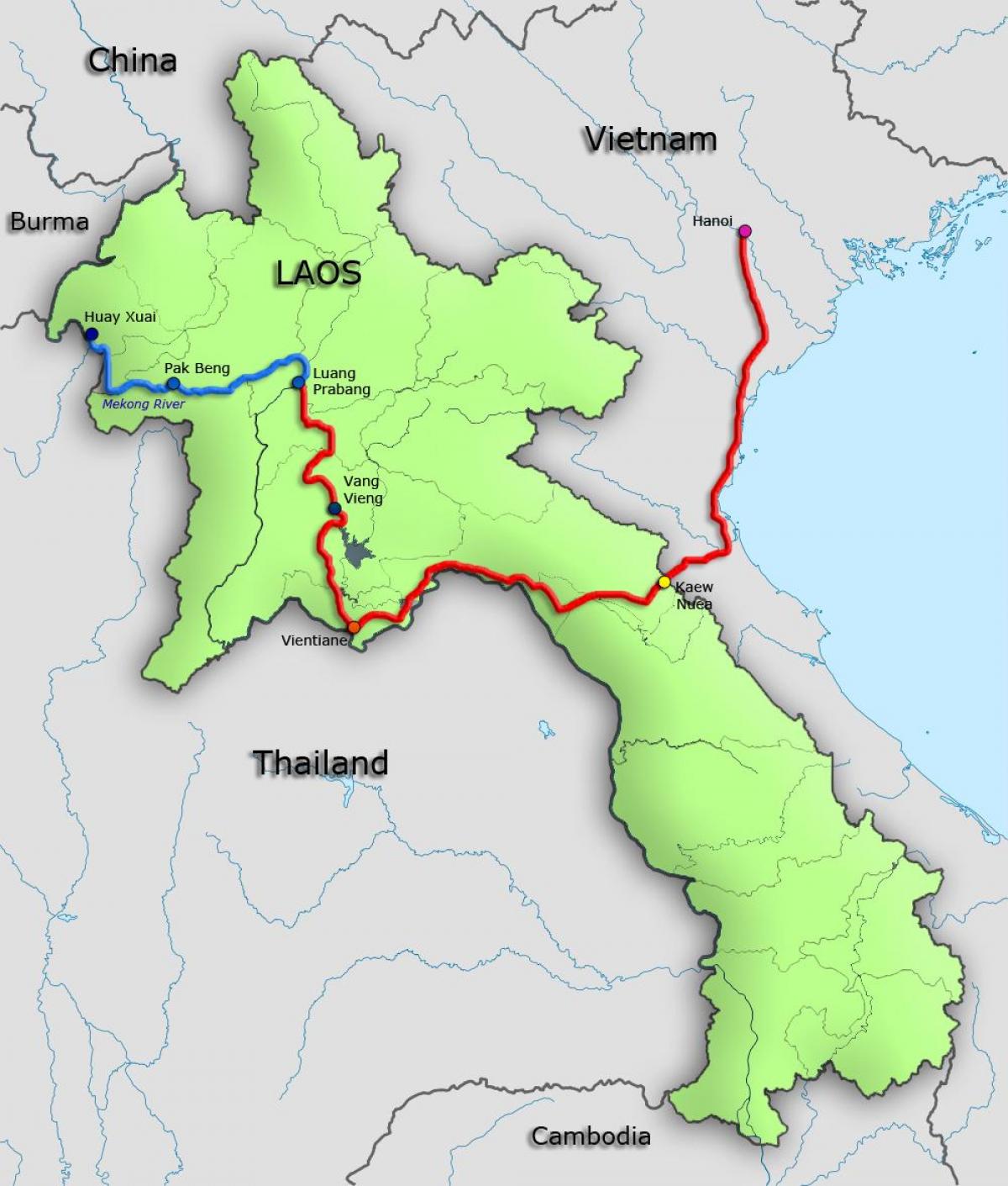 mekong-floden i laos kort