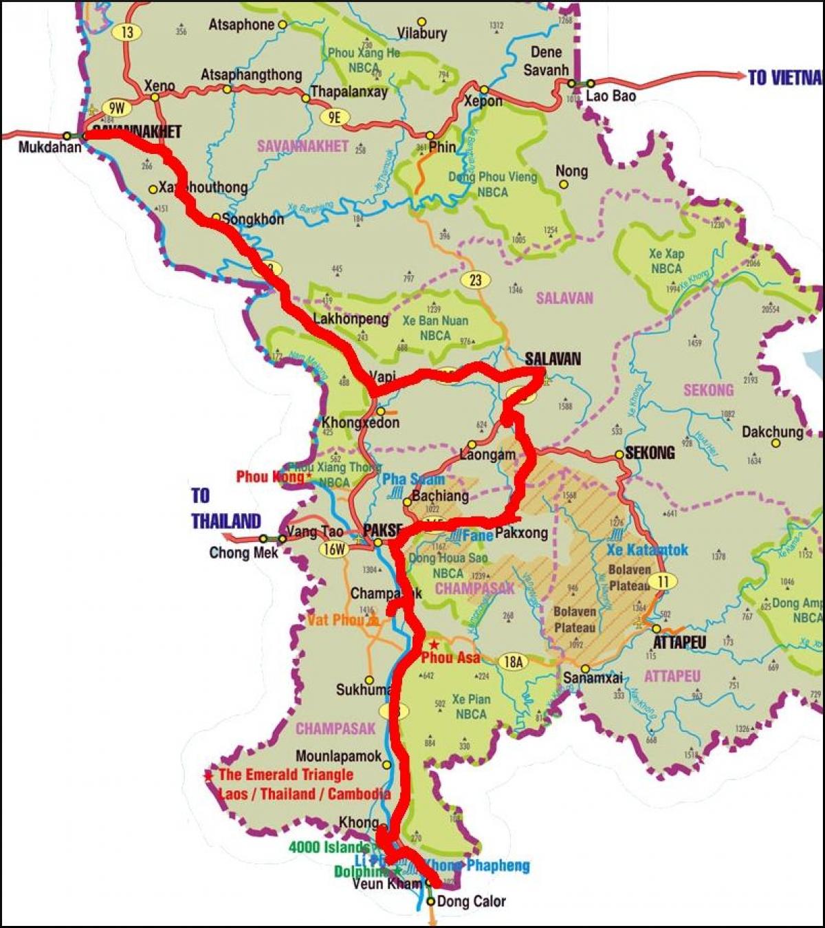 Kort over savannakhet laos