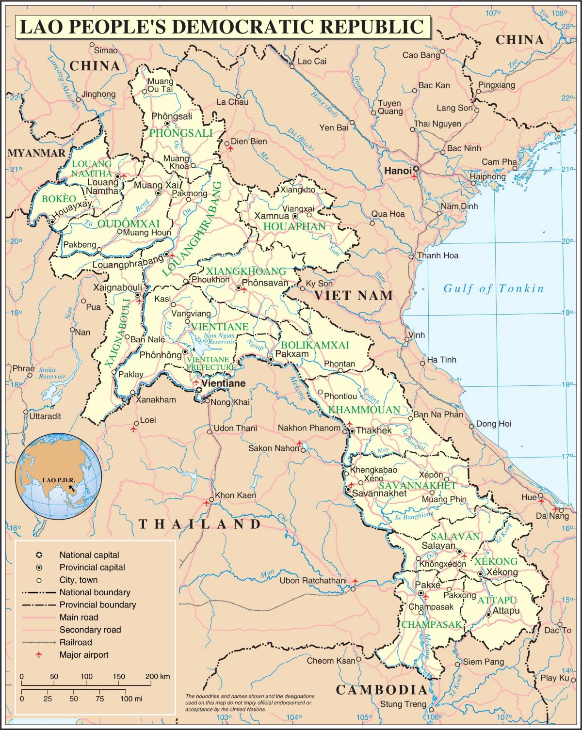Kort over laos vej