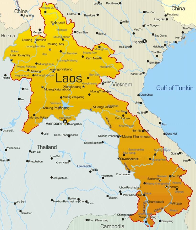Kort over sepon laos