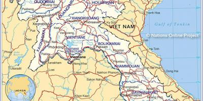 Kort over laos og de omkringliggende lande