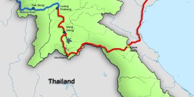 Mekong-floden i laos kort